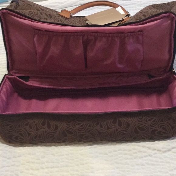 NWT Diane Von Furstenberg Brown Luggage Weekender Suitcase Travel Bag - Picture 9 of 16